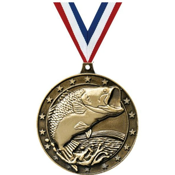 Fishing Medals, 2" Gold Diecast Fishing Medal Award 1 Pack Walmart