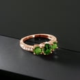 thumbnail image 3 of Gem Stone King 1.82 Ct Oval Green Chrome Diopside 18K Rose Gold Plated Silver Moissanite Ring (Size 8), 3 of 4