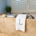 thumbnail image 6 of Decorvo Teal and White Bathroom Hand Towel - Monogrammed Luxury Hotel Quality Decorative Towel - GOTS Organic Certified - Pack of 2, Letter L, 6 of 7