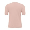 thumbnail image 6 of DondPO Women's T-Shirts Women's Round Neck Short Sleeved Loose T Shirt with A Knit Bottom Short top Shirts for Women Womens tops Pink S, 6 of 9