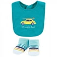 thumbnail image 3 of Hudson Baby Infant Boy Cotton Bib and Sock Set, Surfer Dude, One Size, 3 of 5