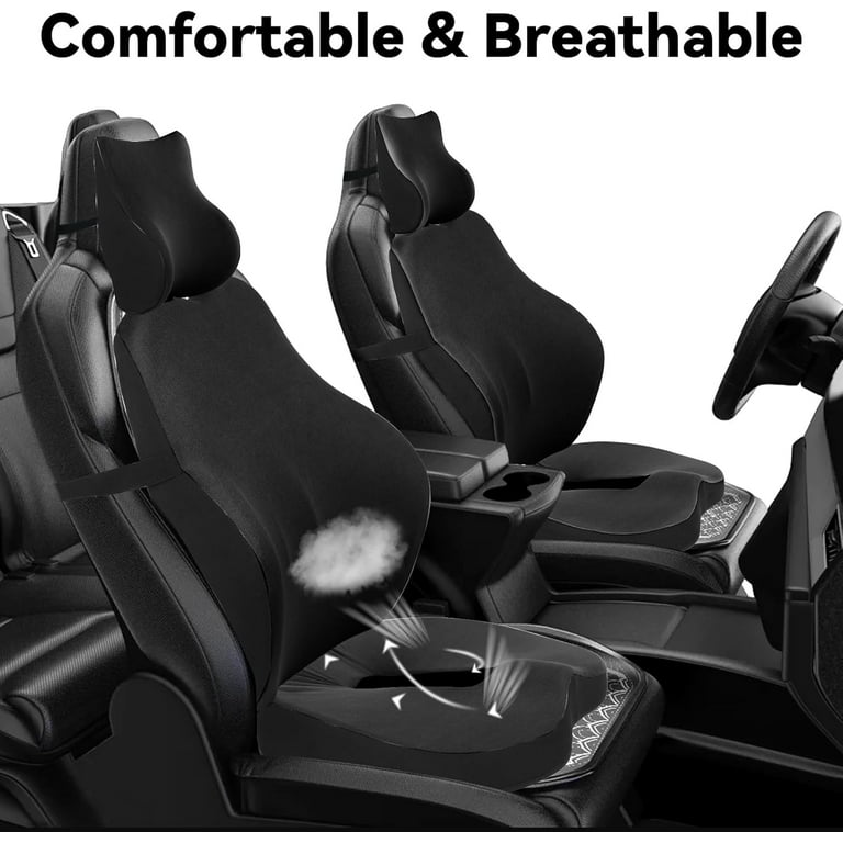 3 PCS Truck Driver Seat Cushion Memory Foam Seat Cushion for Truck Driver with Adjustable Strap Breathable Truck Driver Seat Pad Back Support Headrest Pillow Semi Truck Accessories Black Walmart