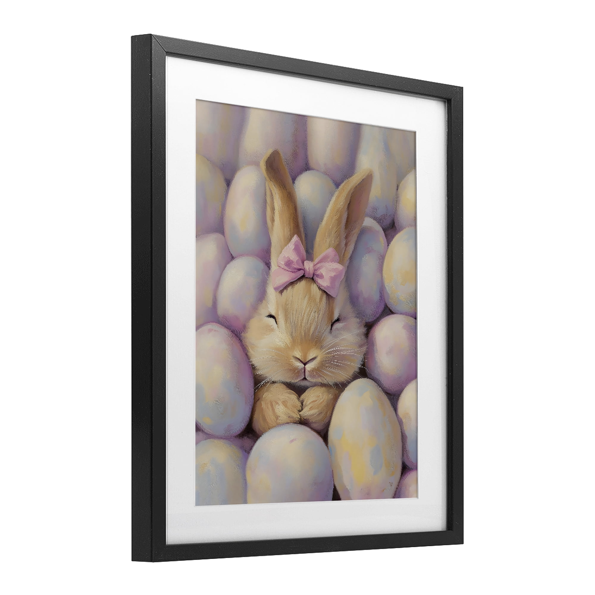 Stupell Industries Easter Bunny Nestled in Eggs Black Framed Print Under Glass, design by The Prints Vibe