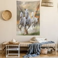 thumbnail image 2 of Horses Tapestry, Stallion Horses Running on a Mystic Sky Background Equestrian Male Champions Print, Wall Hanging for Bedroom Living Room Dorm Decor, 40W X 60L Inches, White Orange, by Ambesonne, 2 of 5