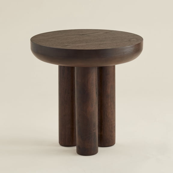 Regency Hill Owen 19" High Rustic Modern Walnut Finish Wood Pedestal Side Table