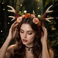 thumbnail image 5 of Halloween Headband Floral Deer Antler Accessory, Flower Deer Horn Headpiece for Halloween Costume Party, Carnival Masquerade Decoration and Festival Event Styling, 5 of 6