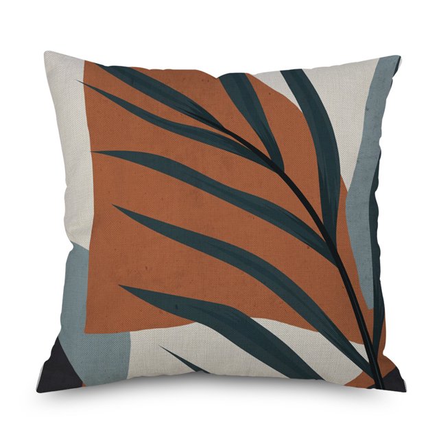 Ins Wind Linen Pillowcase Simple Creative Cushion Abstract Leaf Pillow Square Cushion Cover 5