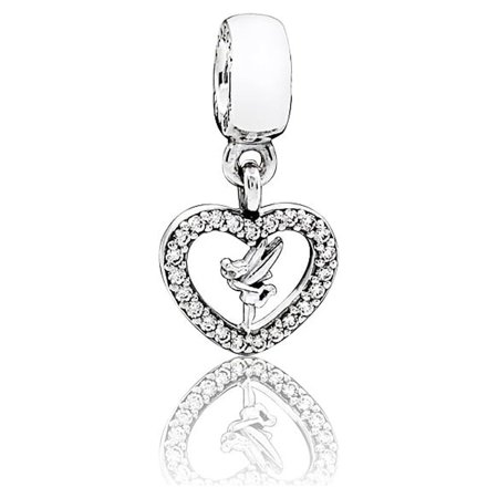 Authentic Openwork Heart with Diamonds Charm in 925 Sterling Silver, 791565CZ
