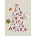 thumbnail image 6 of Miaouyo Toddler Girls Halloween Falre Pants Jumpsuit Pumpkin/Ghost Print Sleeveless Halter Neck Bell Bottom Romper, 6 of 6