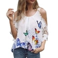 thumbnail image 1 of ICHUANYI Clearance Women's Printing Casual Short Sleeve T-shirt Hollow Out Tops(White, XL) ICHUANYI WER2023080812506, 1 of 7
