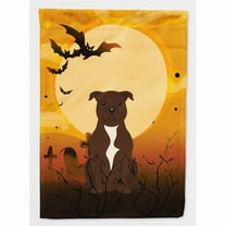 Caroline's Treasures BB4314GF Halloween Staffordshire Bull Terrier Chocolate Flag Garden Size , Small, multicolor