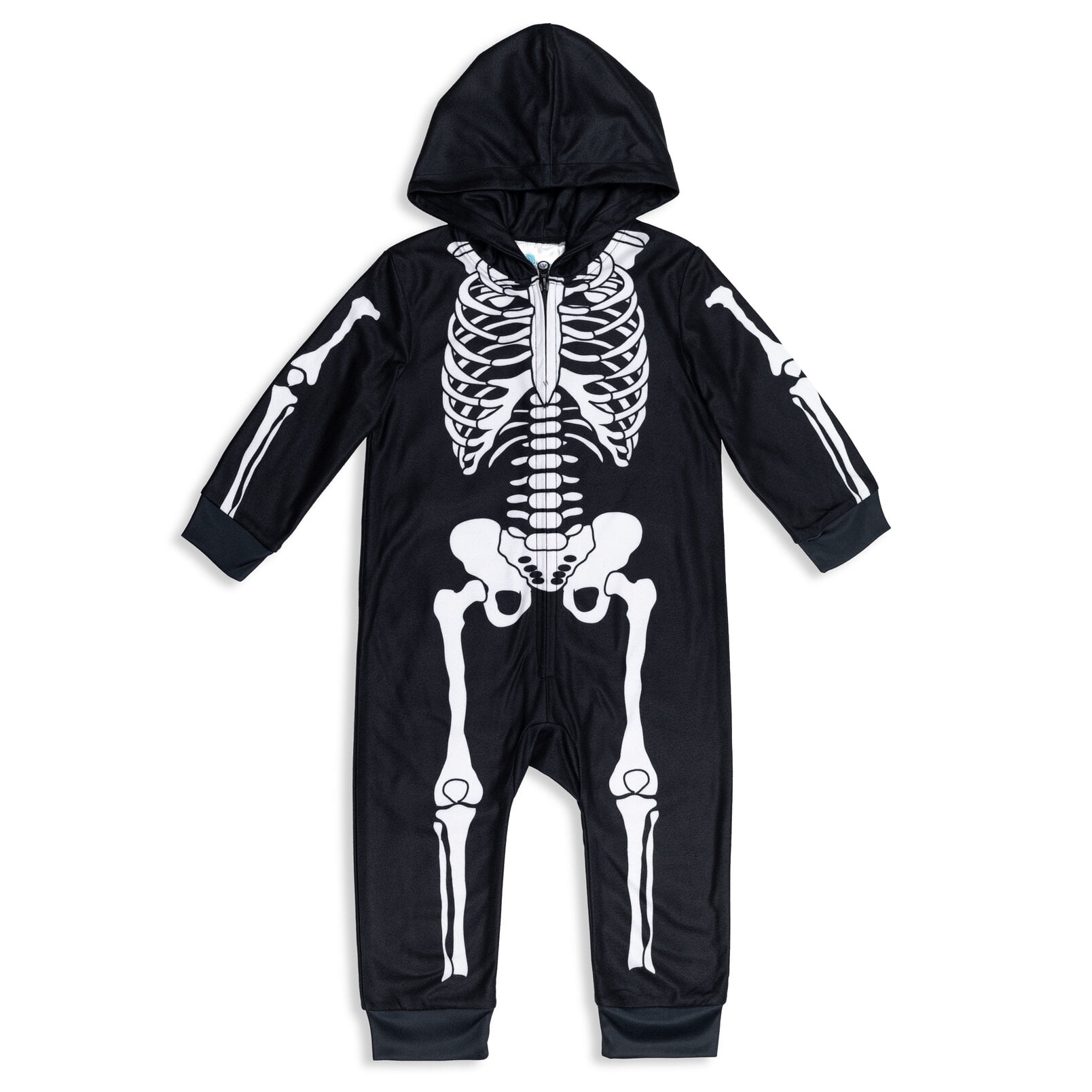 Dreamwave Skeleton Toddler Boys ZipUp Cosplay Hooded Pajama Coveralls Black 5T