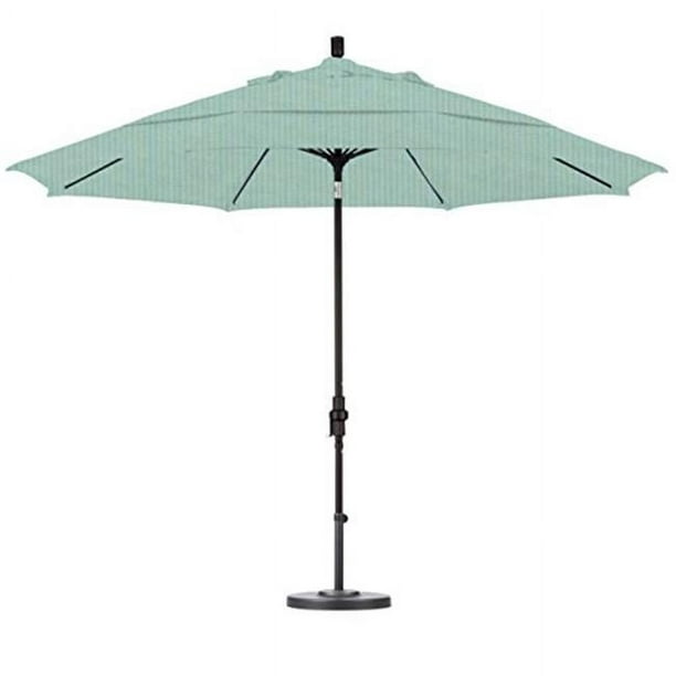 California Umbrella GSCUF118705-48020-DWV 11 Pi Rond Aluminium Pôle Fibre de Verre Rib Market Parapluie, Col Inclinable & Noir Pôle - Brume Spectre Brella