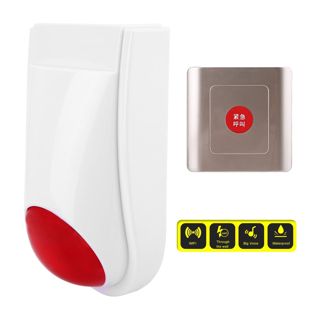 Tebru Wireless Alarm System Emergency Sound & Light Alert Button for