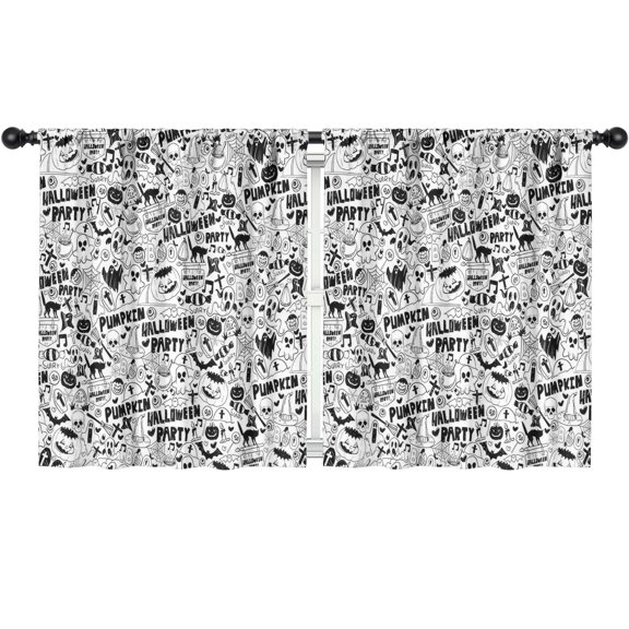Blackout Kids Curtains,Halloween Doodle Halloween Elements Childrens Insulated Curtains Set Of 2,Bedroom Essentials,Toddler Room Decor 52"x63"