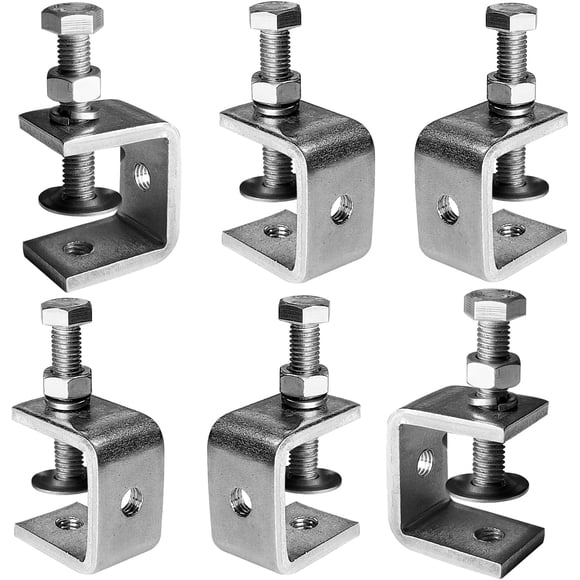Professional C Clamp Set, Stainless Steel C Clamps with Versatile Application for Construction & Woodworking, Anti-Corrosion, Strong Clamping Force, 6 Pieces
