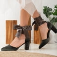 thumbnail image 4 of Gisele - Tacones de terciopelo verde oliva con lazo verde oscuro 5.5 US | 3 UK | 22CM | 36 EU, 4 of 5