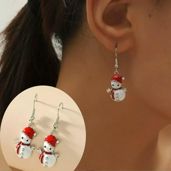GKNET Christmas Snowman Crystal Earrings Hook Women Drop Dangle Xmas Party Delicate Jewelry New