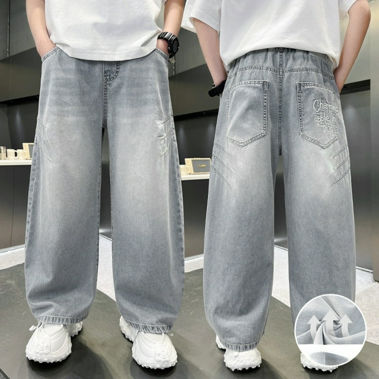 Cargo Taille élastique Pantalon Cargo Y2K Garçon AIEOE - Style Vintage Baggy - Taille Élastique - Streetwear Hip Hop - 155-185cm Cargo Large Bootcut