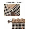 thumbnail image 6 of Vintage Texas Star Brown 2 Panel Kitchen Curtains for Small Windows, Black Plaid Berry Farmhouse Bathroom Tier Curtain, Short Window Treatment for Bedroom/Living Room 55"x24", 6 of 6