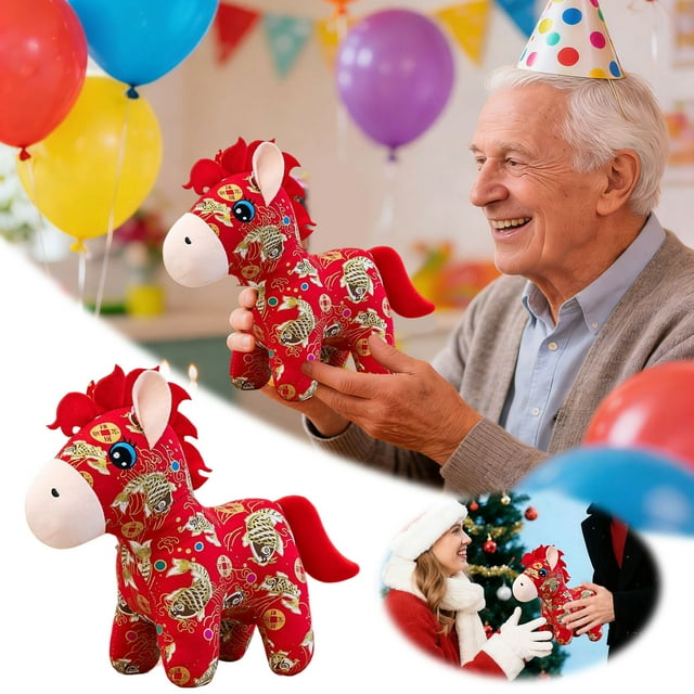 BotaniNest Zodiac Horse 15/30cm Pattern Soft Stuffed Animal Festive For Home /Birthday/Chinese Year