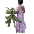 thumbnail image 3 of Elegant Womens Organza High Neck Floral Lavender Dress, 3 of 5