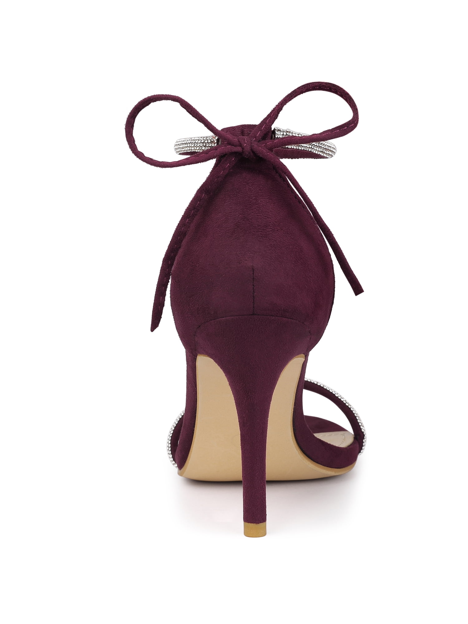 DARING DIVA Women's Ankle-Tie Stiletto Heels Sandals Burgundy 7