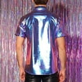thumbnail image 6 of CONZONE Mens Buttons Down Shirts Short Sleeve Shirts For Men Trendy Metallic Shiny Lapel Soft Lightweight Tops, 6 of 7