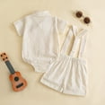 thumbnail image 6 of XAOFW Baby Boy Outfits Short Sleeve Solid Color Romper Suspenders Shorts Toddler Kids Summer Gentleman Sets 9-12 Months, 6 of 6