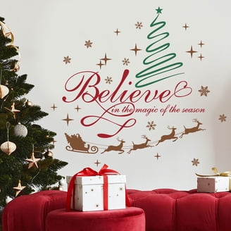 72-Piece Large Removable Christmas Tree Wall Decal Set - Includes Balls, Snowflakes, DIY Holiday Decor
