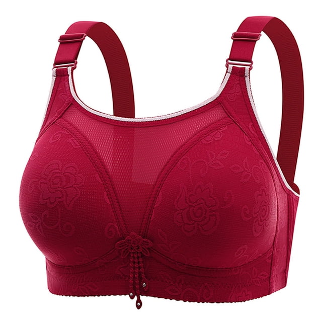 Aayomet Soutien-Gorge de Sport Décontracté Respirant Sans Armature Rassembleur et Ajustable (Rouge, 40)