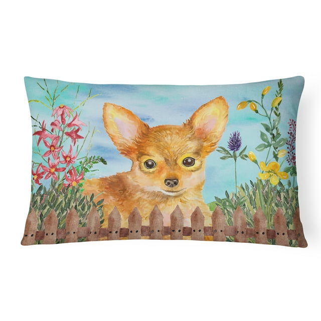 Carolines Treasures CK1284PW1216 Toy Terrier Spring Canvas Fabric Decorative Pillow