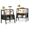 thumbnail image 2 of Costway 2 PCS Industrial Nightstand 3-Tier End Table with 2 Open Shelves & Metal Mesh Compartment, 2 of 10