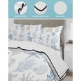 thumbnail image 4 of Quilts Twin Size Bedding Set, Blue Coastal Lightweight Quilted Comforter, Nautical Summer Beach Coral Sea Turtle Soft Reversible Bedspread Coverlet with Pillow Covers for All Season, 68" x 86", 4 of 7