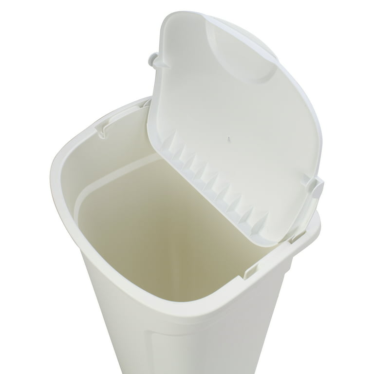 Mainstays 13 Gallon Trash Can, Plastic Swing Top Kitchen Trash Can, White 