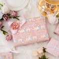 thumbnail image 7 of HOMERAL Reversible Pink Birthday Wrapping Paper Roll - 17 Inch X 33 Feet - Glitter Happy Birthday Lettering Metallic Foil Paper Girl Gift Wrap w/Polka Dot for Holiday Party Baby Shower Mother's Day, 7 of 7