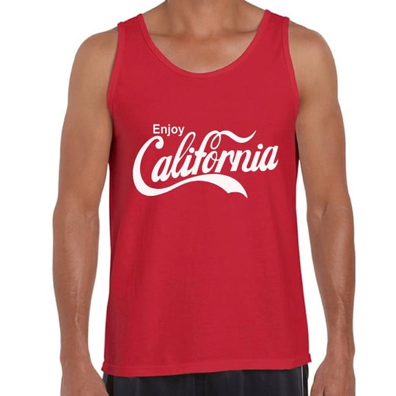 California Enjoy White USA State Tank Top for Men - S M L XL 2XL California Graphic Tee - Best Patriotic Cali Outfit Tee Top Gift