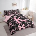 thumbnail image 2 of Erosebridal Ribbon Bow Knot K Personalized Initial Twin Bedding Sets 7-Piece,Black Pink Bow Tie Bedding Comforter Set,Pink Reversible,Lightweight Room Decor, 2 of 6