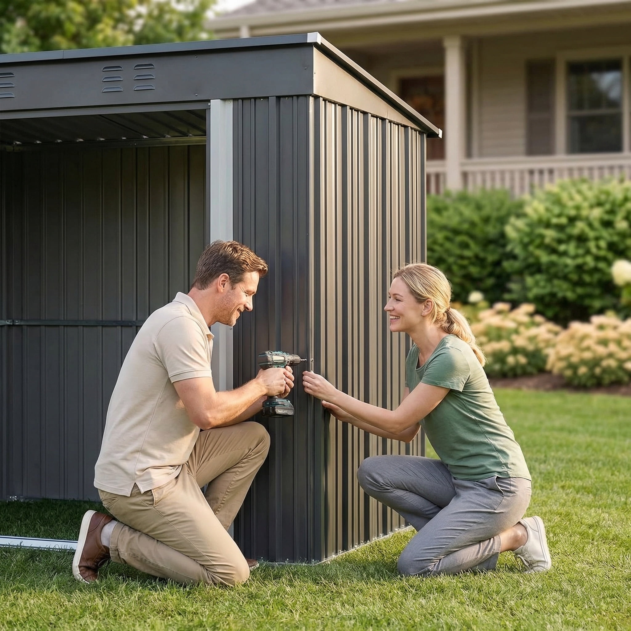 Lofka 6 x 4 FT Metal Outdoor Storage Shed, Double Lockable Doors Tool Shed for Patio Lawn Backyard Gray