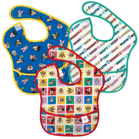 Bib Bumkins Disney SuperBib para bebés o niños pequeños de 6 a 24 meses, paquete de 3