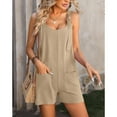 thumbnail image 6 of hotojiny Womens Cotton Linen Rompers Casual Sleeveless Wide Leg Shorts Jumpsuits Lounge Summer Beach Overalls, 6 of 7