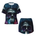 thumbnail image 4 of Picia Punk Style Blue Haired Skull Pajamas Sets for Women Soft Short-Sleeved Pjs with Lounge Shorts Two Piece Sleepwear-4X-Large, 4 of 9