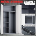 thumbnail image 2 of DNA Motoring 72" Gray/White Lockable Metal Storage Wardrobe Cabinet w/ Hanging Rod & 4 Shelve, 2 of 7