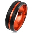 thumbnail image 4 of 6mm Black Thin Orange Line Men's Wedding Band Ring for Men and Women, 4 of 5