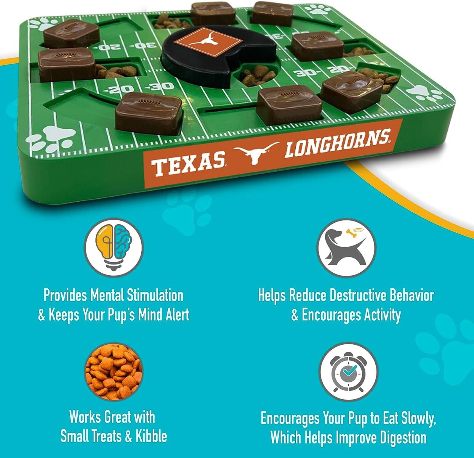 Pets First NCAA Texas Longhorns Puzzle Toy, Puzzle Treat Dog Toy, Interactive Dog Treat Toy, Dog Puzzle Feeding Slow Toy