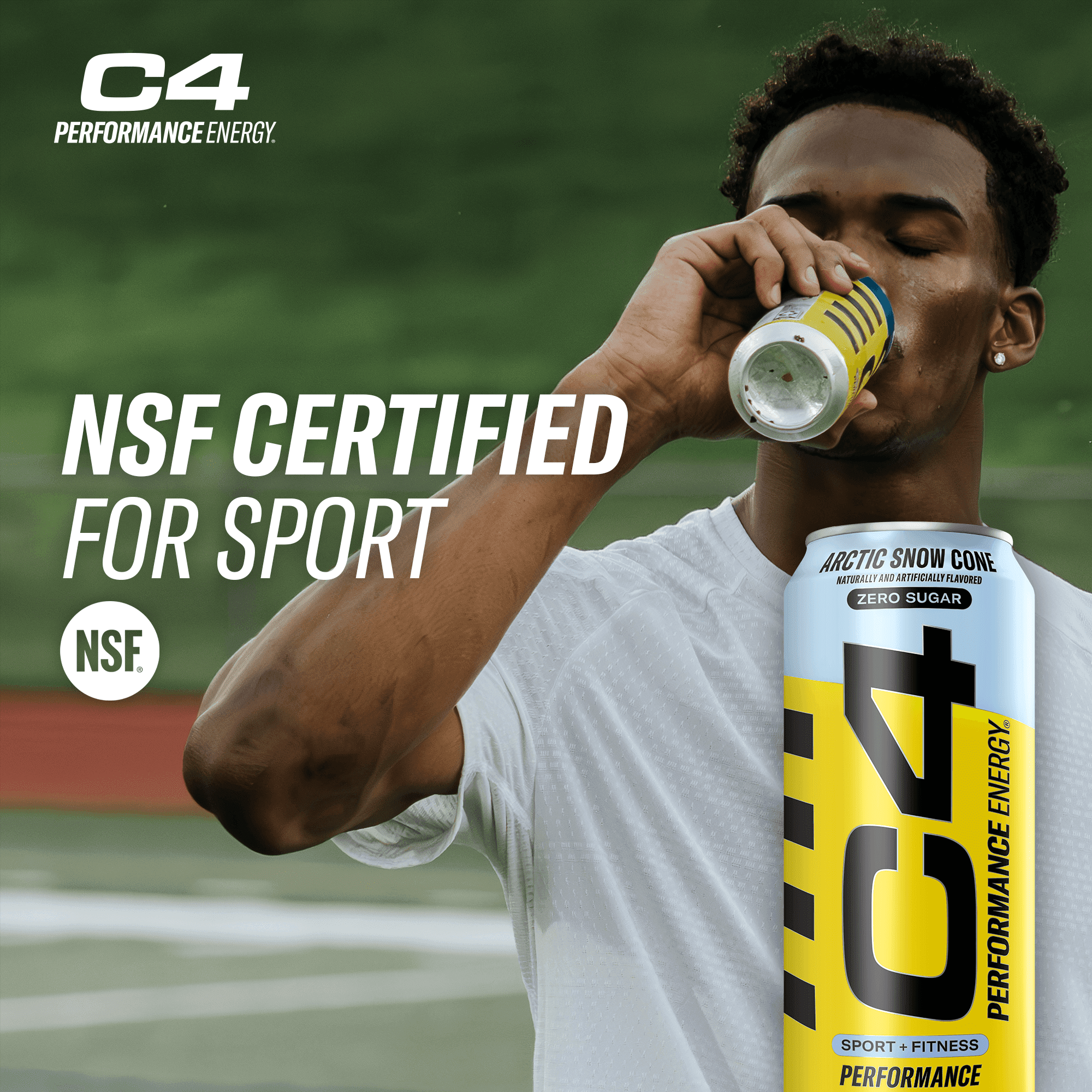 C4 Performance Energy Drink, Arctic Snow Cone Flavor, Zero Sugar, Carbonated, 16 fl oz Can, 12 Pack