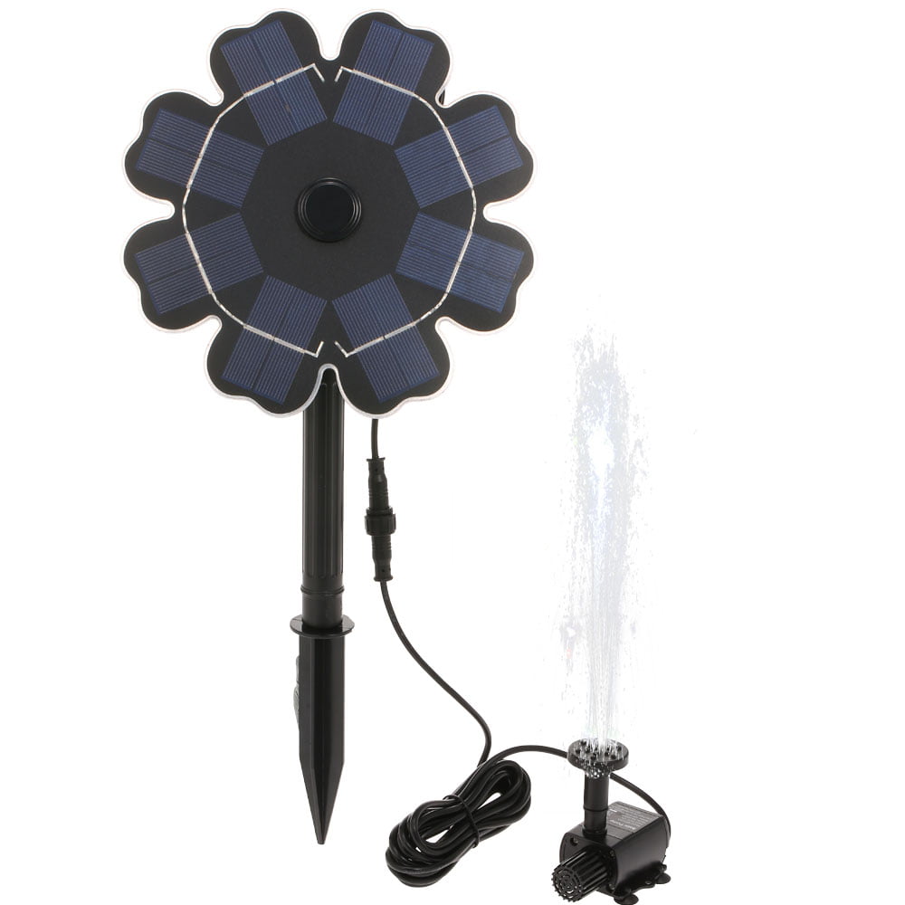 Solar Fountain Pump for Bird Bath Flower Shaped Solar Panel with Stake W3K8 