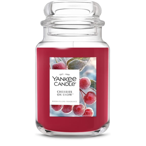 Yankee Candle 22 oz Original Large Jar Scented Candle, Cherries on Snow, Red