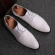 thumbnail image 1 of Zapatos formales de cuero para hombre, zapatos de vestir de negocios, Oxfords rojos geométricos para hombre, zapatos planos informales para fiesta y boda, 1 of 4