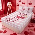 thumbnail image 2 of meiyoeat Ribbon Bow Monogram J Zipper Full Size Comforter Sets with Fitted Sheet and 2 Pillowcases,Pink Cherry Initial Art Zipper Bedding Set For Girl,Pink Reversible,4-Piece, 2 of 7
